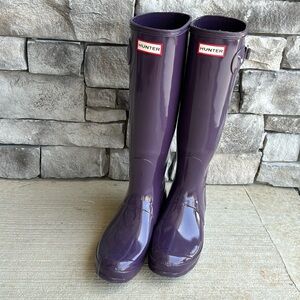 Hunter brand knee high boots, beautiful deep purple color, 10, gently used,